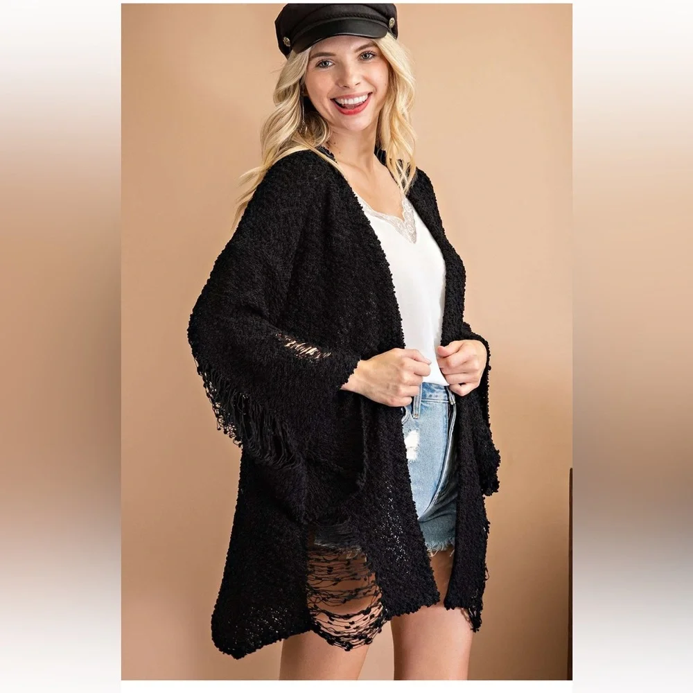 Distressed Black Cardigan, Women’s NWT - Picture 2 of 5